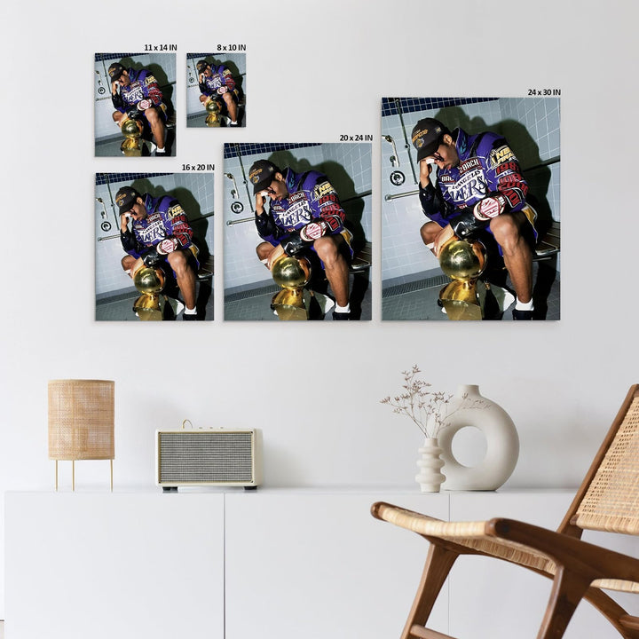 Kobe Bryant Canvas Wall Art Decor -  Iconic Lakers Championship Celebration Artwork, Trophy and Team Tribute, Bold NBA Finals Victory Poster for Office, Home or Game Room Wall Decoration