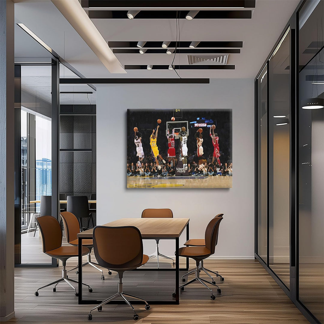 Basketball Legends Canvas Wall Art Print Poster, Iconic Sports Stars Shooting Inspirational Picture, Motivational Photography Wall Decor for Gym Dorm Home Office Living Room Bedroom