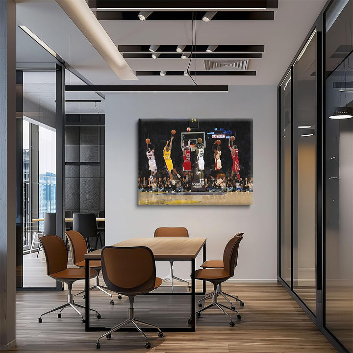 Basketball Legends Canvas Wall Art Print Poster, Iconic Sports Stars Shooting Inspirational Picture, Motivational Photography Wall Decor for Gym Dorm Home Office Living Room Bedroom