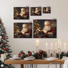 Christmas Wall Art Santa Wall Decor Canvas Classic Santa Reading by Christmas Tree Pictures Print Framed Xmas Canvas Wall Artwork for Living Room Bedroom