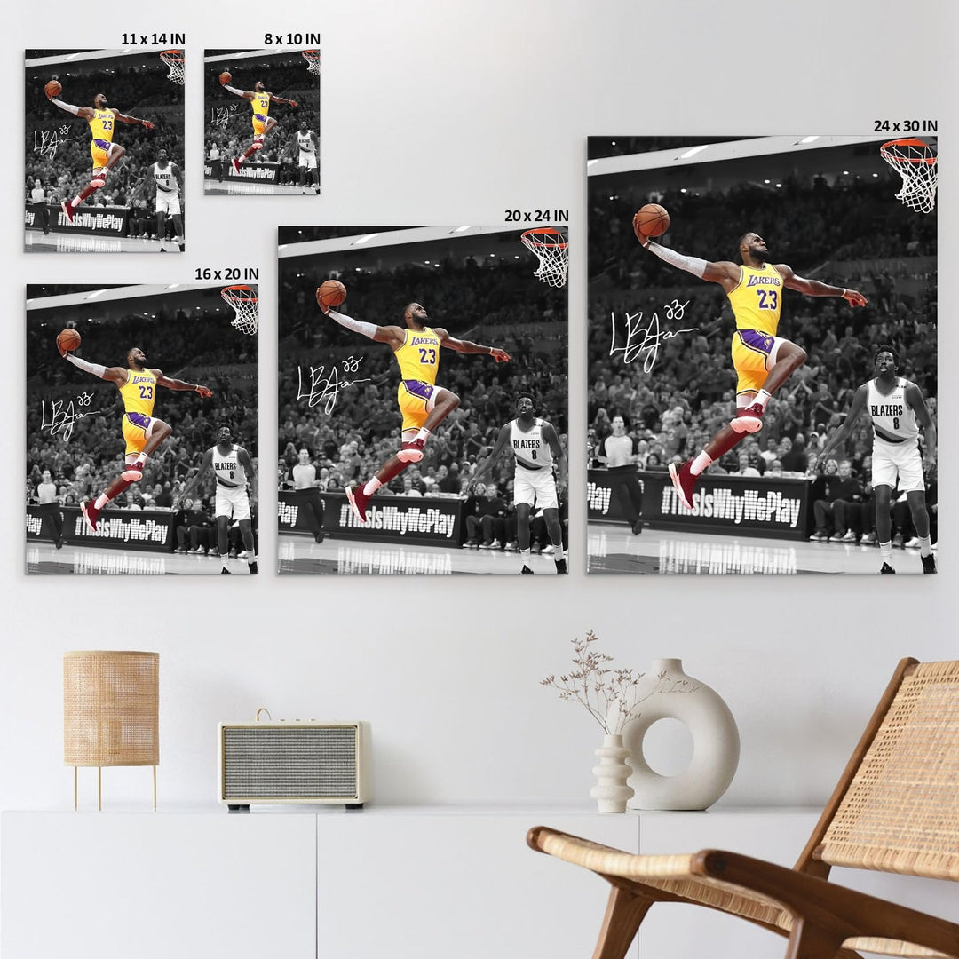 LeBron James Lakers Print Poster Dynamic Basketball Canvas Inspiring NBA Star Painting Sports Picture Artwork Decoration Wall Decor for Home Office