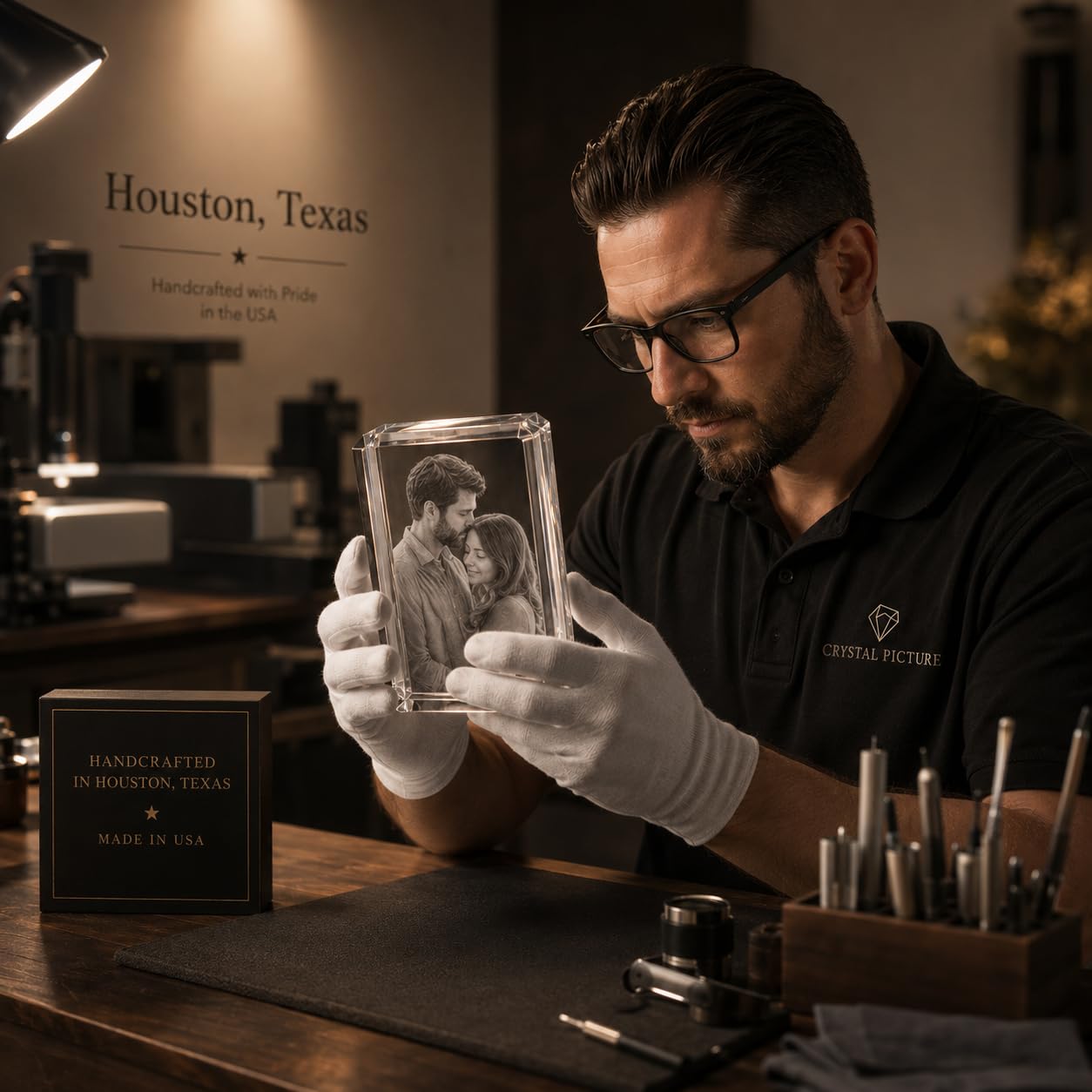Personalized 3D Crystal Photo Engraved with K9 Crystal & Subsurface