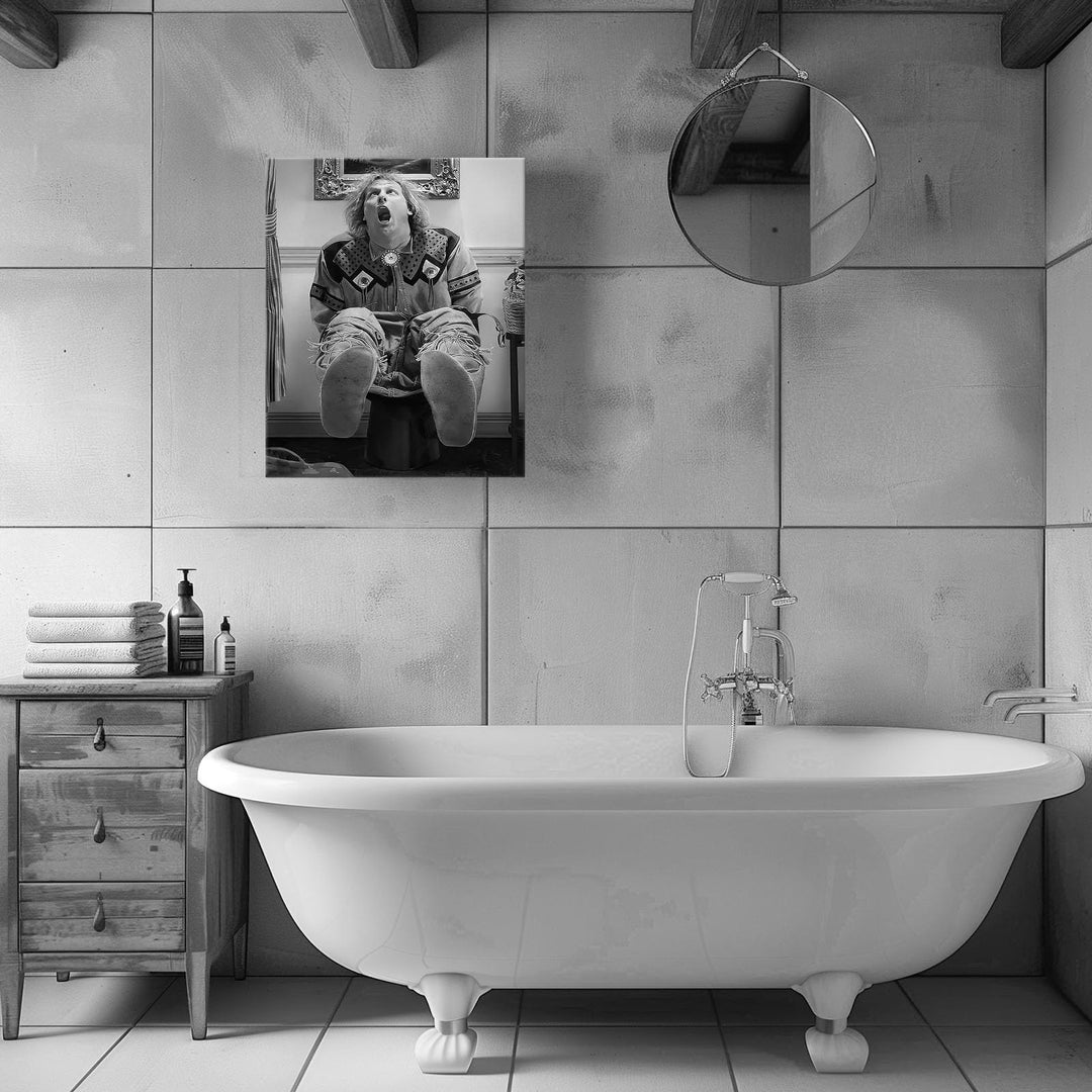 Funny Framed Canvas Wall Art Bathroom Decor Black Humorous Comedy Movies Poster Dumb and Dumber Oil Painting Modern Artwork for Living Room Dorm Wall Home Decoration
