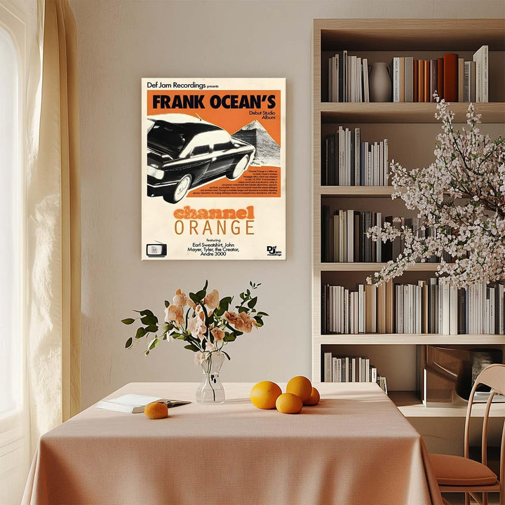 Frank Ocean Canvas Wall Art, Channel Orange Album Cover Print Poster, Vintage Framed Music Wall Artwork for Bedroom, Lounge, Studio or Music Room Aesthetic Decor