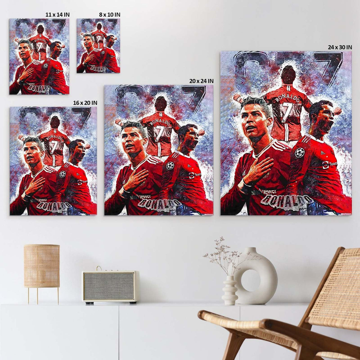 Captivating Cristiano Ronaldo Print Poster, Bold Sports Stars Painting, Thrilling Game Day Artwork Decoration, Modern Living Room Gym Wall Decor