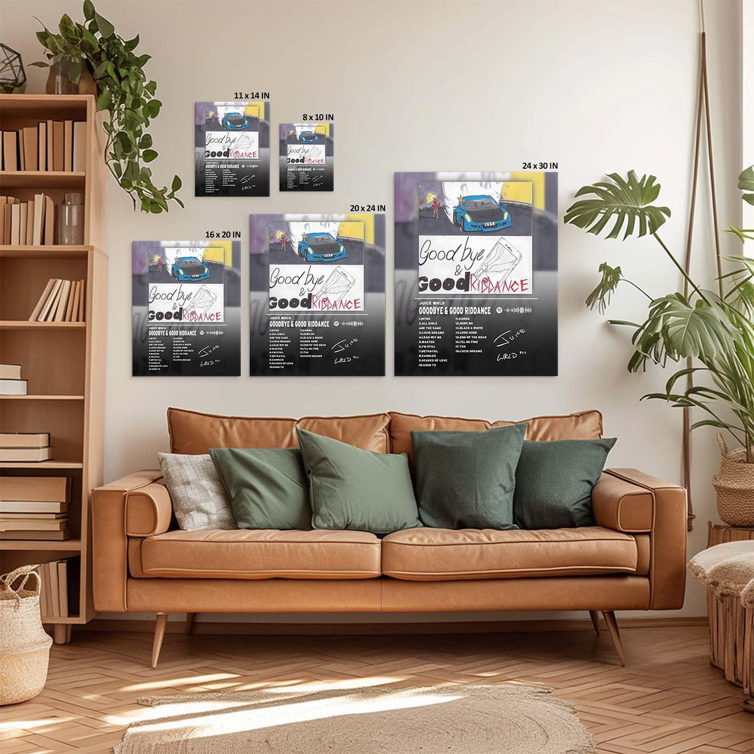 Goodbye & Good Riddance Bold Rap Album Cover Poster, Vibrant Modern Music Aesthetic Prints for Bedroom Game Room Living Room Bar Studio Decor