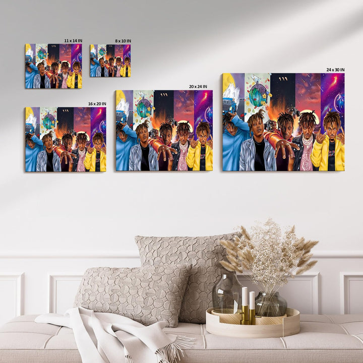 Juice WRLD Canvas Wall Art Evolution Collage Wall Decor Vibrant Rapper Print Poster, Inspirational Music Aesthetic Picture Artwork for Bedroom Game Room Living Room Bar Studio Decor