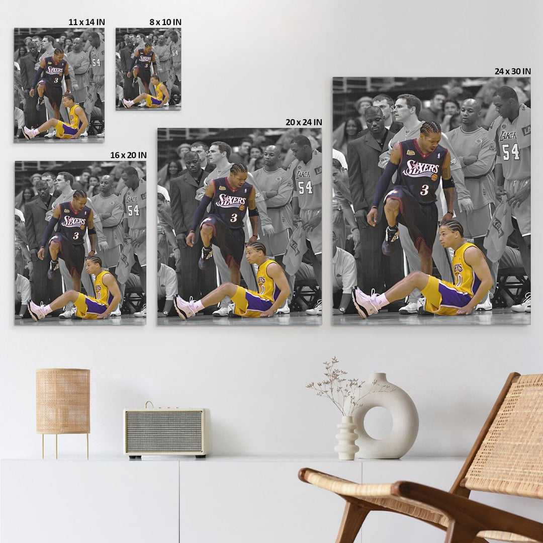 Basketball Canvas Wall Art, Iverson and Tyronn Lue Poster Prints NBA Star Artwork Decoration Motivational Sports Wall Decor for Gym Office Home Dorm Bedroom Living Room