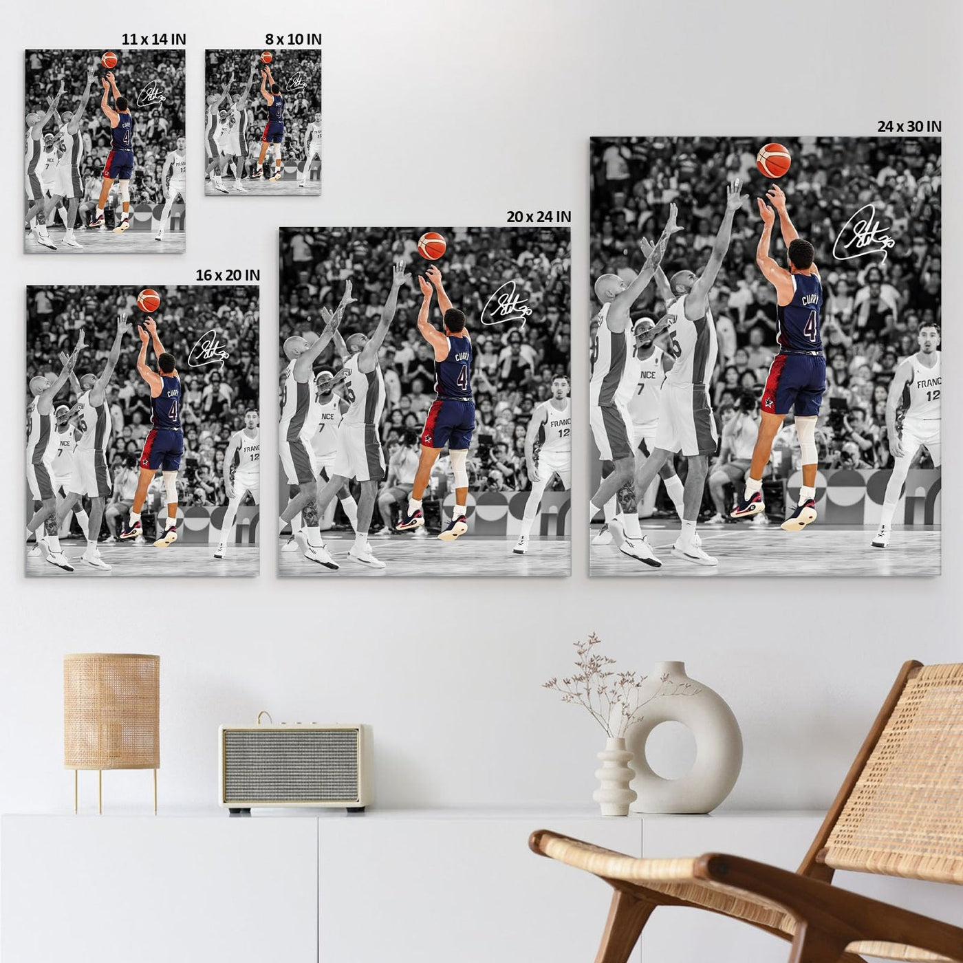 Stephen Curry Poster Prints NBA Star Sports Artwork Decoration Motivational Wall Decor for Gym Game Room Dorm Office Home Bedroom Living Room