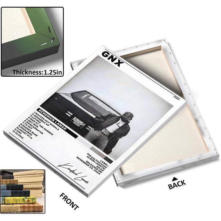 Kendrick Lamar Cover Canvas Wall Art, GNX Album Monochrome Hip-Hop Poster Modern Urban Music Aesthetic Picture Canvas Artwork Music Decor for Living Room Bedroom Studio