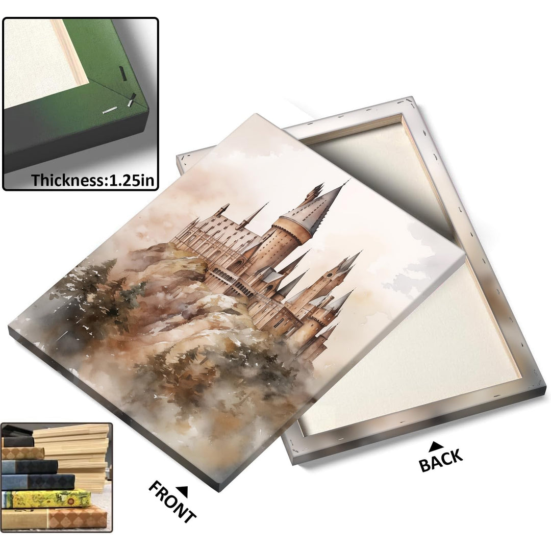 Hogwarts Canvas School of Witchcraft and Wizardry Wall Art, Magic World Oil Painting Print, Majestic Castle Decor for Bedroom Living Room, Dreamy Art for Witchcraft Fans
