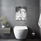 Funny Framed Canvas Wall Art Bathroom Decor Black and White Comedy Cousin Eddie Movies Poster Oil Painting Modern Toilet Artwork for Living Room Dorm Wall Home Decoration