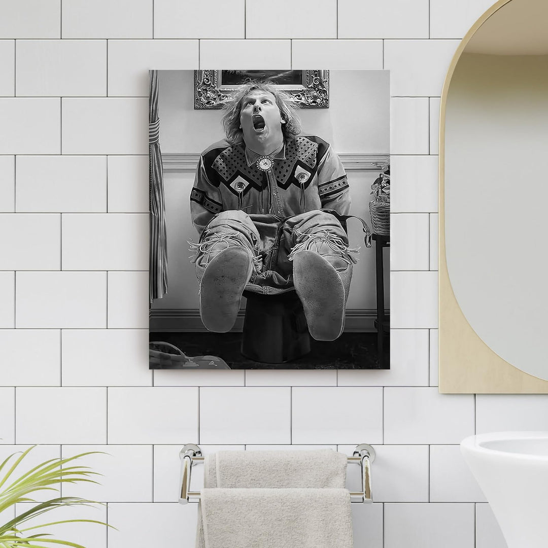 Funny Framed Canvas Wall Art Bathroom Decor Black Humorous Comedy Movies Poster Dumb and Dumber Oil Painting Modern Artwork for Living Room Dorm Wall Home Decoration