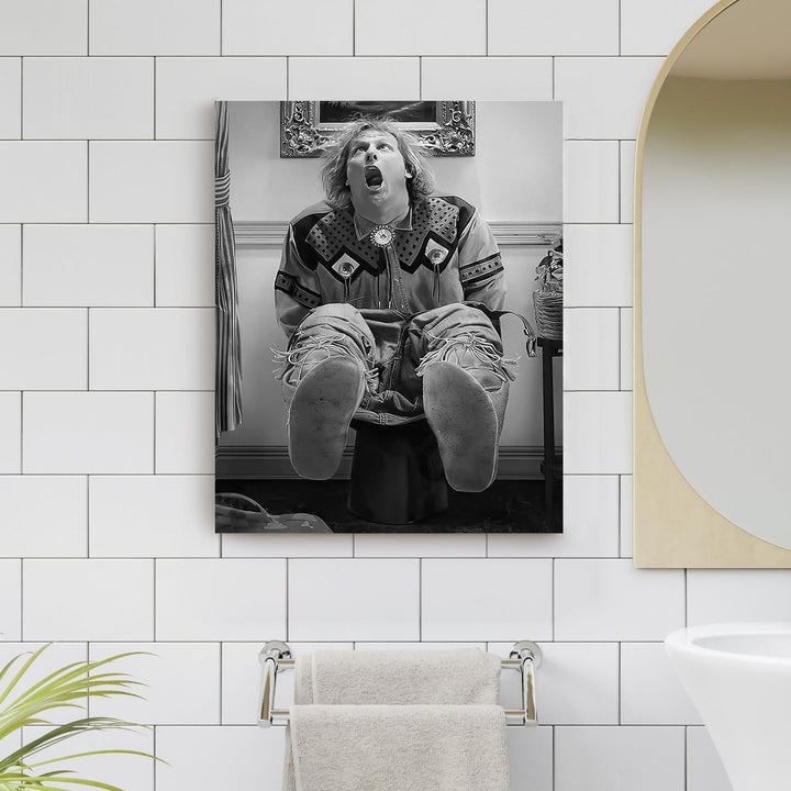 Funny Framed Canvas Wall Art Bathroom Decor Black Humorous Comedy Movies Poster Dumb and Dumber Oil Painting Modern Artwork for Living Room Dorm Wall Home Decoration