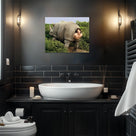 Funny Framed Canvas Wall Art Bathroom Decor Retro Humor Comedy Ace Ventura Movies Poster Rhino Painting Modern Toilet Artwork for Living Room Dorm Wall Home Decoration