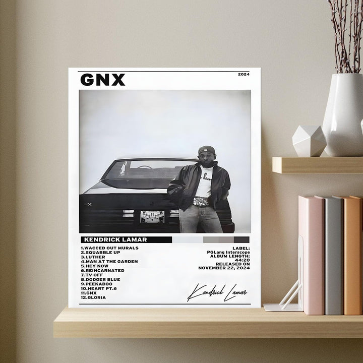 Kendrick Lamar Cover Canvas Wall Art, GNX Album Monochrome Hip-Hop Poster Modern Urban Music Aesthetic Picture Canvas Artwork Music Decor for Living Room Bedroom Studio