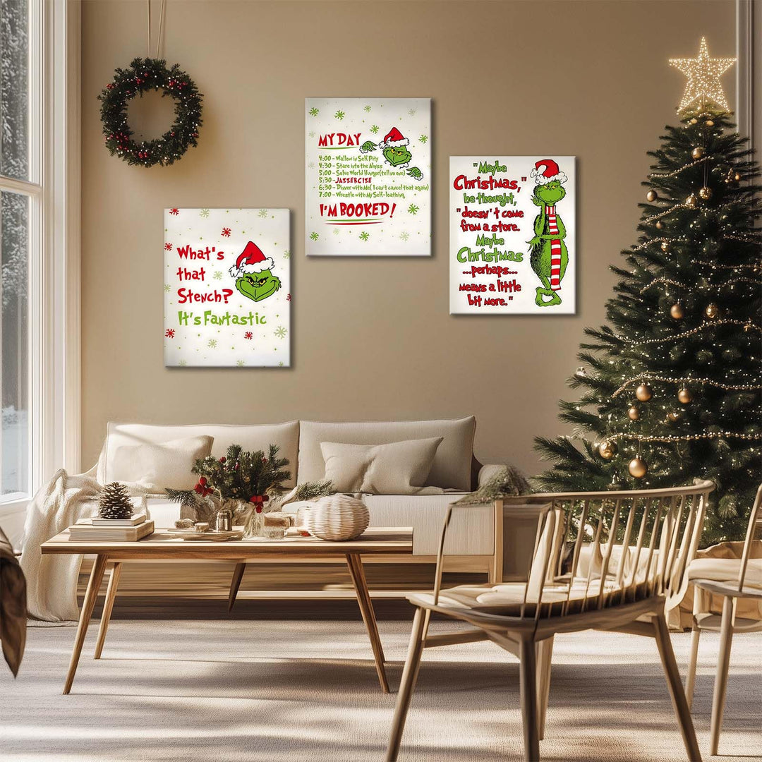 Christmas Canvas Wall Art Decor - “Maybe Christmas Means a Little Bit More” Holiday Quote Decor - 8x10 inch Whimsical Festive Wall Decoration for Room or Office - Premium Quality Canvas Print
