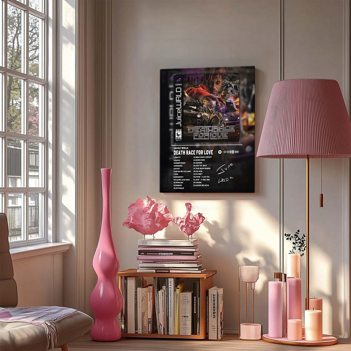 Juice WRLD Canvas Wall Art Death Race for Love Album Cover Poster, Intense Rap and Hip-Hop Inspired Prints Aesthetic for Bedroom Game Room Living Room Bar Studio Decor