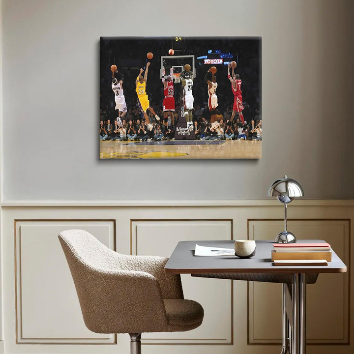Basketball Legends Canvas Wall Art Print Poster, Iconic Sports Stars Shooting Inspirational Picture, Motivational Photography Wall Decor for Gym Dorm Home Office Living Room Bedroom