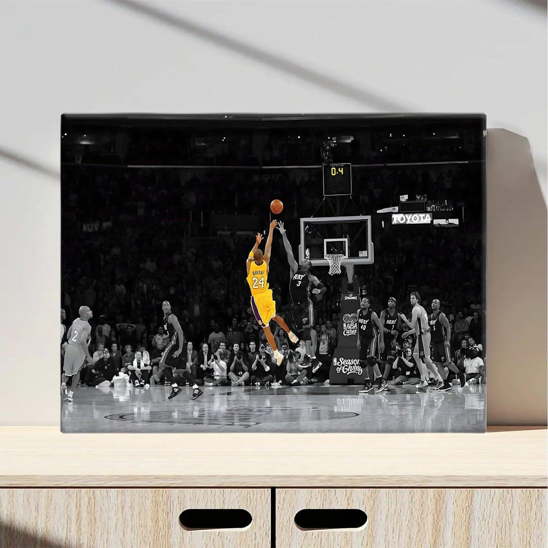 Kobe Bryant Canvas Wall Art Decor - Iconic Lakers No. 24 Game-Winning Shot, Basketball Legend Tribute Artwork, Sports Canvas Wall Art Decor for Home