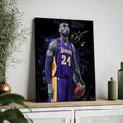 Kobe Bryant Canvas Wall Art Decor - Iconic Los Angeles Lakers No. 24 Basketball Artwork with Autograph Style Print, Inspirational Sports Canvas for Home, Office or Gym Wall Decor