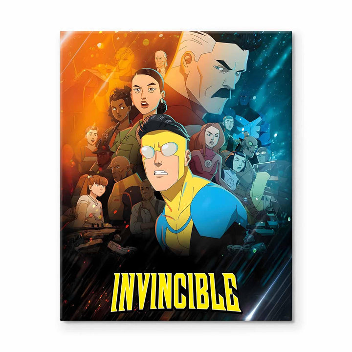 Invincible Hero Canvas Wall Art, Abstract Superhero Portrait Print Poster, Graphic Novel Framed Wall Aesthetic Artwork Painting for Game Room, Bedroom, Office or Fan Decor