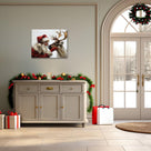 Santa Claus and Reindeer Christmas Canvas Wall Art Decor - Heartwarming Holiday Decor with Santa and His Reindeer, Ideal Addition to Living Room
