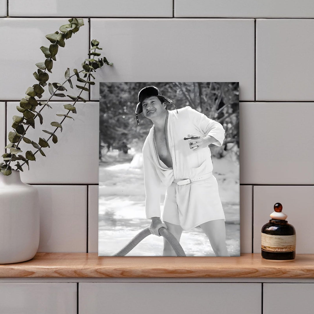 Funny Framed Canvas Wall Art Bathroom Decor Black and White Comedy Cousin Eddie Movies Poster Oil Painting Modern Toilet Artwork for Living Room Dorm Wall Home Decoration