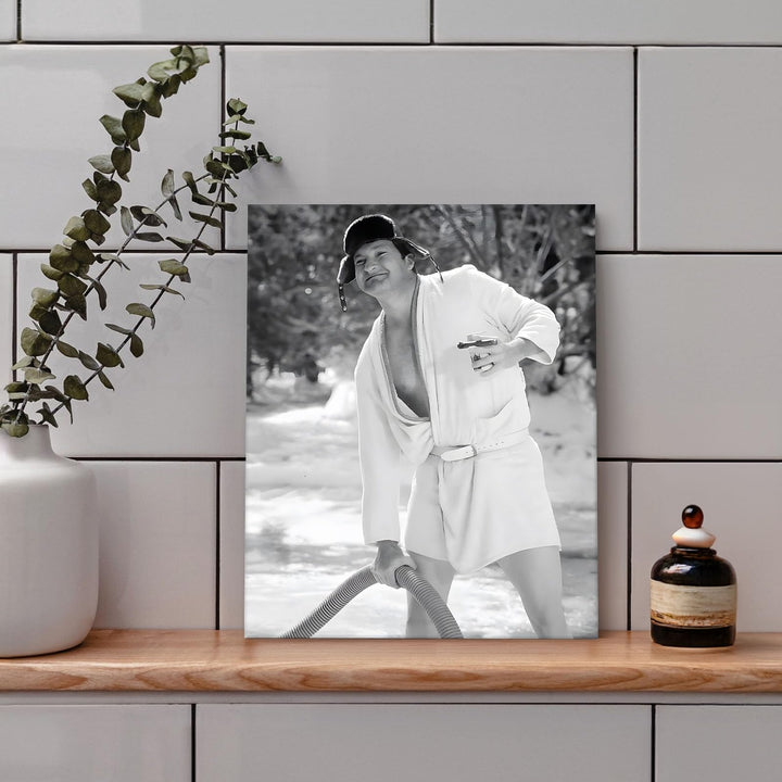 Funny Framed Canvas Wall Art Bathroom Decor Black and White Comedy Cousin Eddie Movies Poster Oil Painting Modern Toilet Artwork for Living Room Dorm Wall Home Decoration