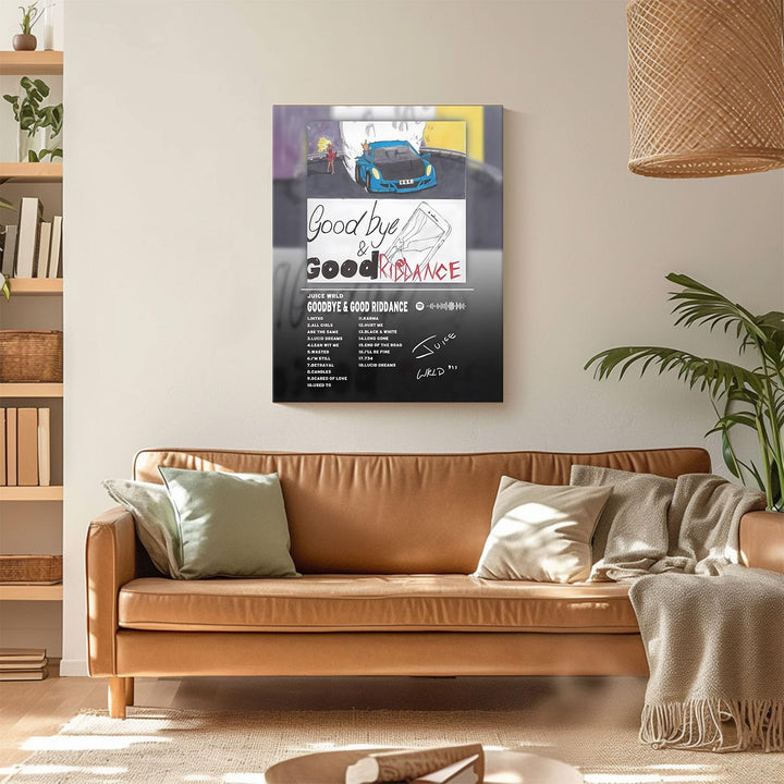 Goodbye & Good Riddance Bold Rap Album Cover Poster, Vibrant Modern Music Aesthetic Prints for Bedroom Game Room Living Room Bar Studio Decor
