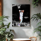 NBA Canvas Wall Art Decor - LeBron James Iconic Dunk for Team USA, Basketball Olympic Moment, Patriotic Sports Poster for Home