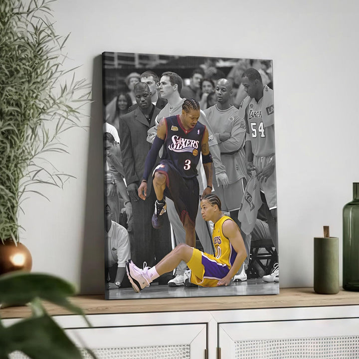 Basketball Canvas Wall Art, Iverson and Tyronn Lue Poster Prints NBA Star Artwork Decoration Motivational Sports Wall Decor for Gym Office Home Dorm Bedroom Living Room