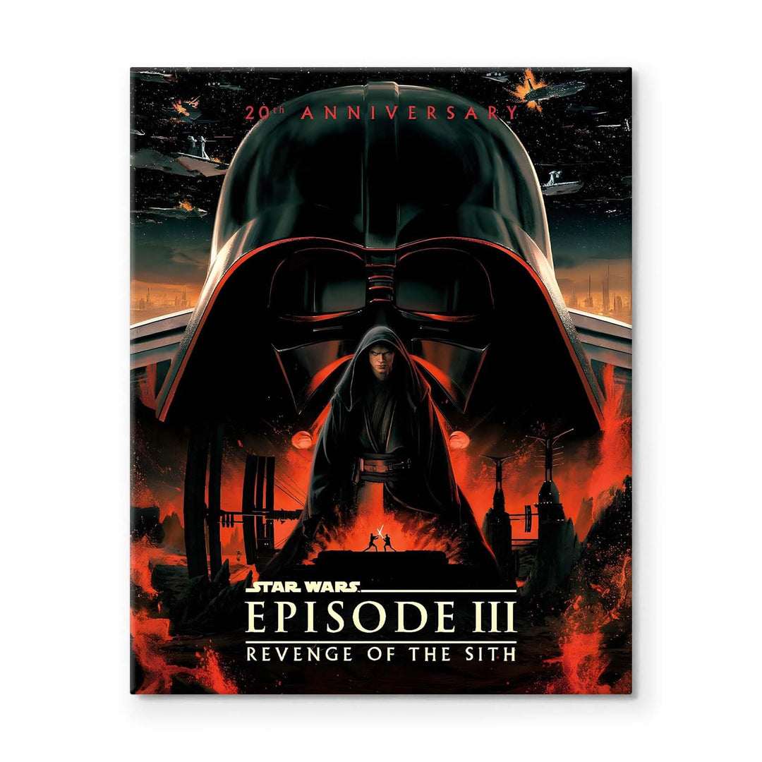 Star Wars Episode III Canvas Wall Art, Revenge of the Sith 20th Anniversary Poster Print, Dark Side Sci-Fi Framed Movie Wall Aesthetic Artwork for Bedroom Living Room or Game Room Decor