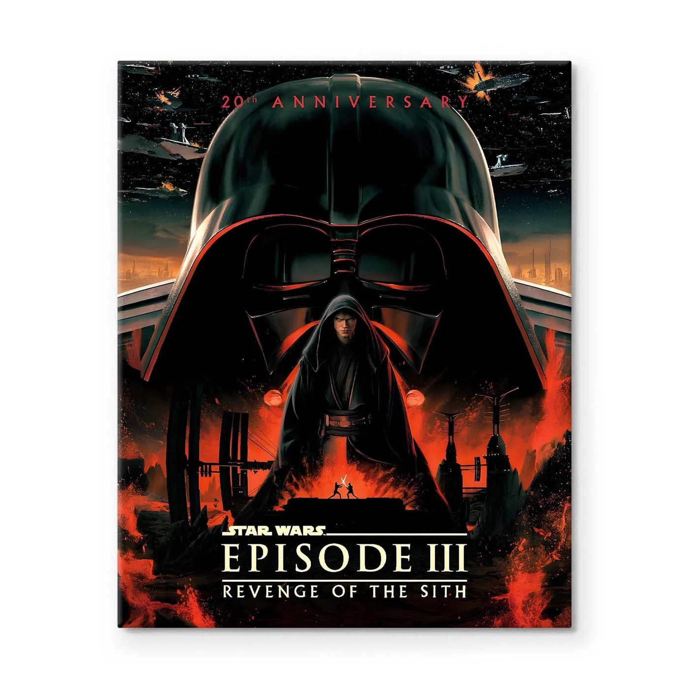 Star Wars Episode III Canvas Wall Art, Revenge of the Sith 20th Anniversary Poster Print, Dark Side Sci-Fi Framed Movie Wall Aesthetic Artwork for Bedroom Living Room or Game Room Decor