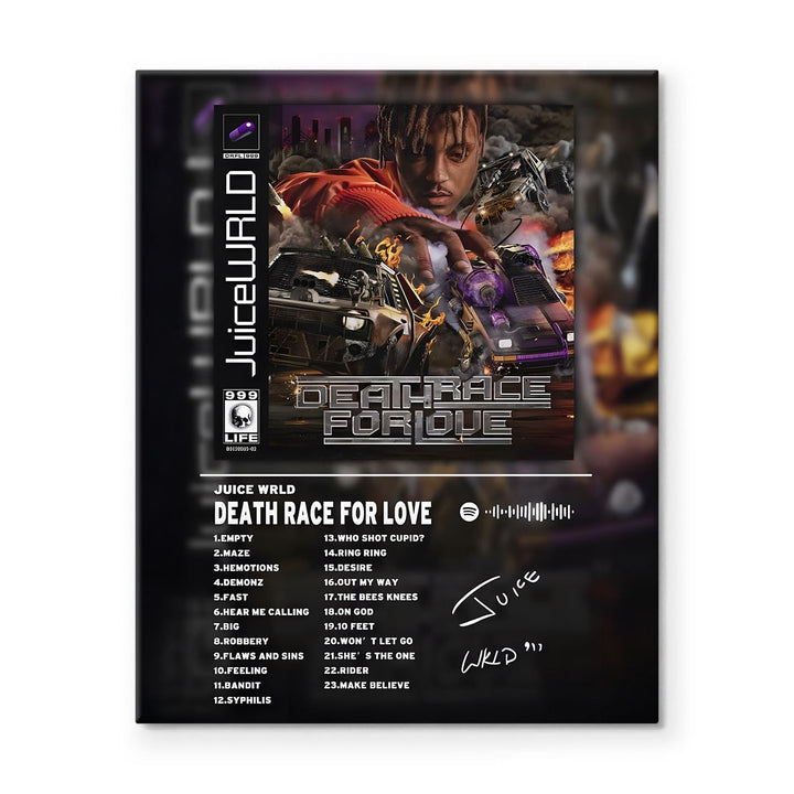 Juice WRLD Canvas Wall Art Death Race for Love Album Cover Poster, Intense Rap and Hip-Hop Inspired Prints Aesthetic for Bedroom Game Room Living Room Bar Studio Decor