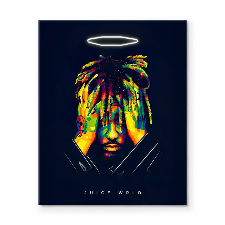 Juice WRLD Halo Canvas Wall Art Vibrant Neon Rapper Poster, Inspirational Pop Art Picture Prints, Music Aesthetic Wall Decor for Living Room Bedroom Game Room Bar Studio