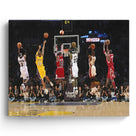 Basketball Legends Canvas Wall Art Print Poster, Iconic Sports Stars Shooting Inspirational Picture, Motivational Photography Wall Decor for Gym Dorm Home Office Living Room Bedroom