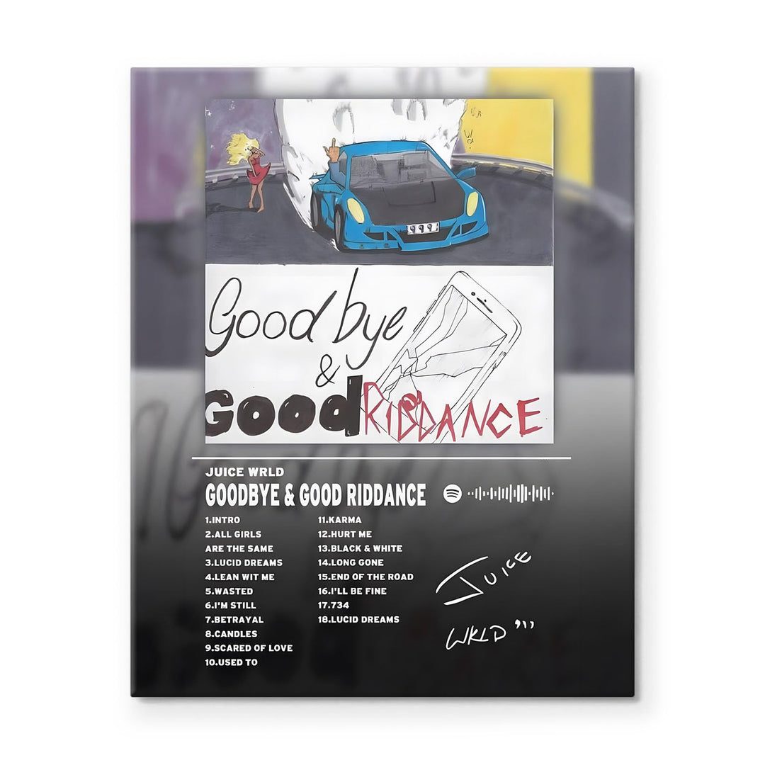 Goodbye & Good Riddance Bold Rap Album Cover Poster, Vibrant Modern Music Aesthetic Prints for Bedroom Game Room Living Room Bar Studio Decor