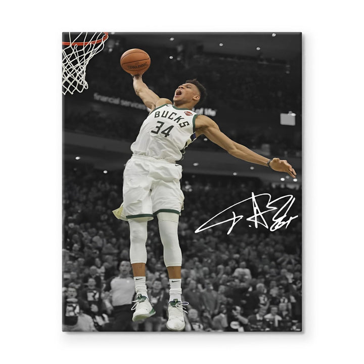 Giannis Antetokounmpo Dunk Print Poster for Bedroom Living Room Wall Decor, NBA Star Oil Painting Inspirational Sports Pictures Decoration
