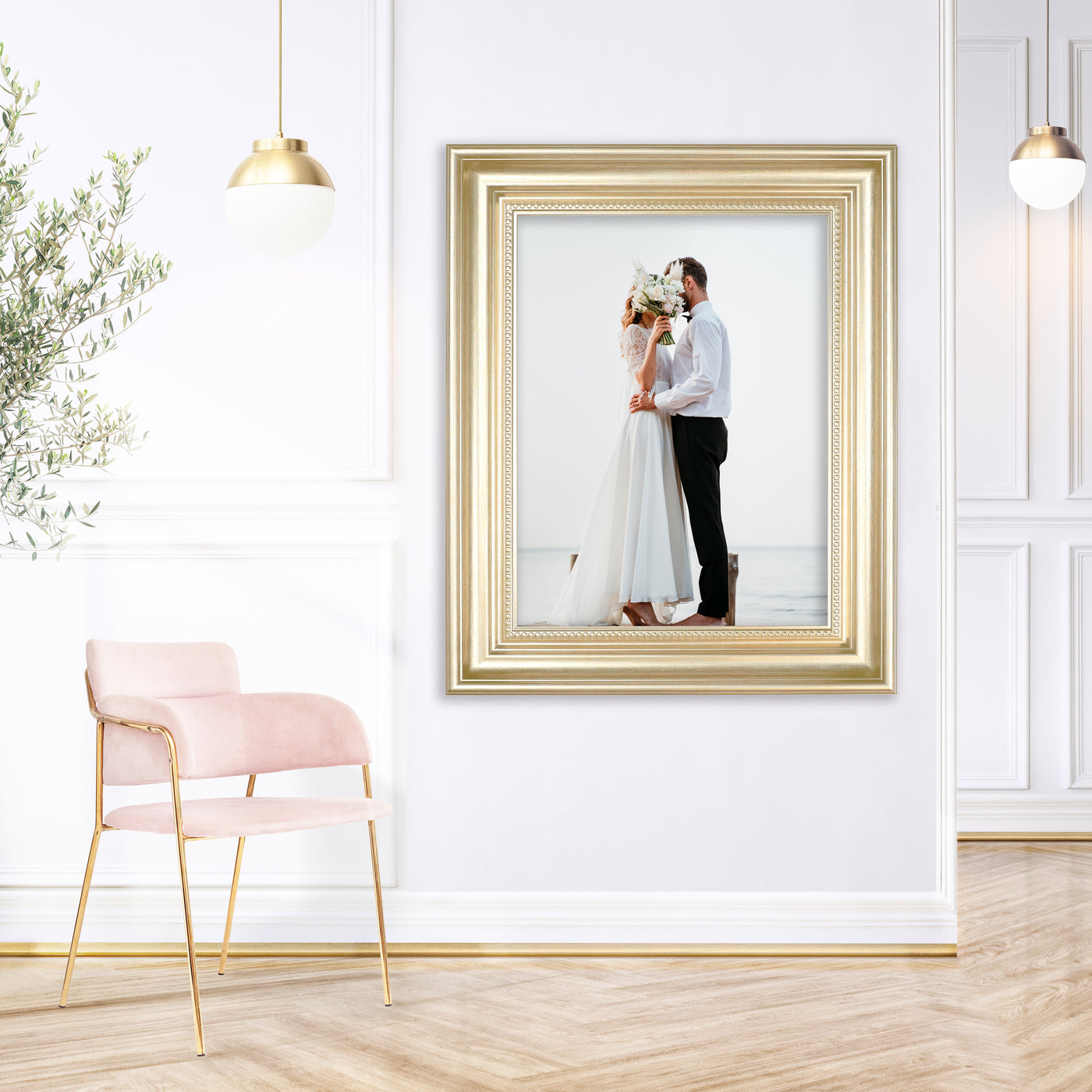Classic Retro Picture Frame with MDF Wood Mat & Plexiglass Front 2 Colors Style 4