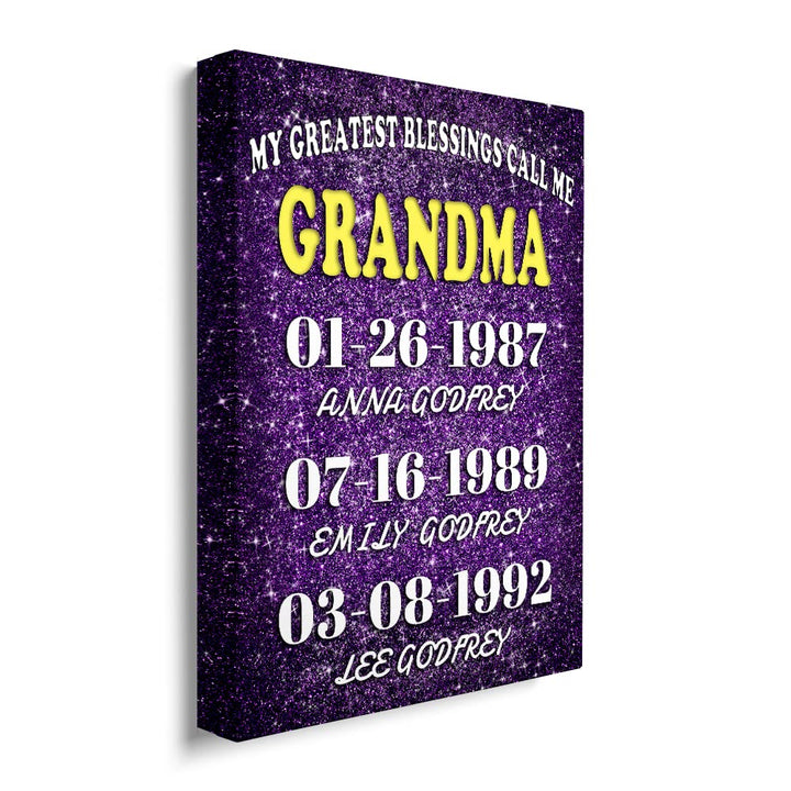 Mother's Day Personalized Framed Wall Art Decoration/ Purple for Grandma 12''x16''