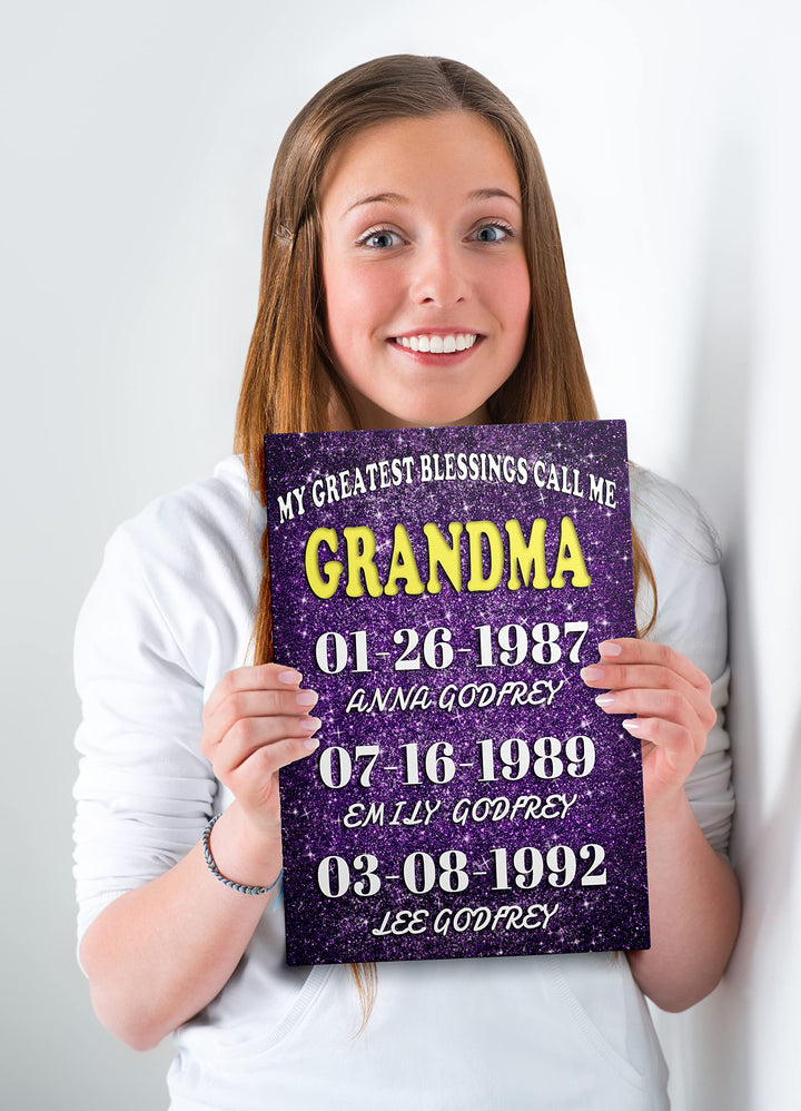 Mother's Day Personalized Framed Wall Art Decoration/ Purple for Grandma 12''x16''